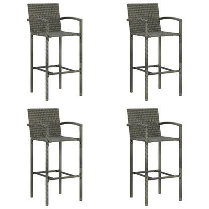 vidaXL Bar Stools 4 pcs Gray Poly Rattan