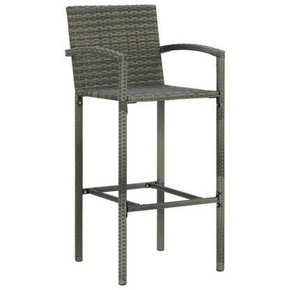 vidaXL Bar Stools 4 pcs Gray Poly Rattan