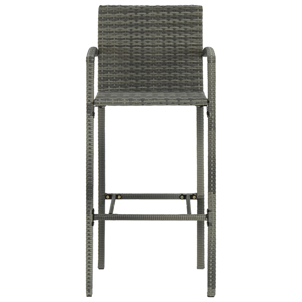 vidaXL Bar Stools 4 pcs Gray Poly Rattan