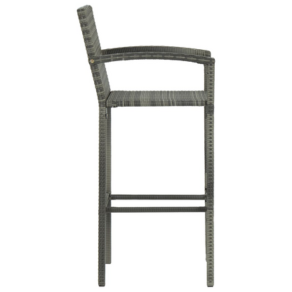 vidaXL Bar Stools 4 pcs Gray Poly Rattan