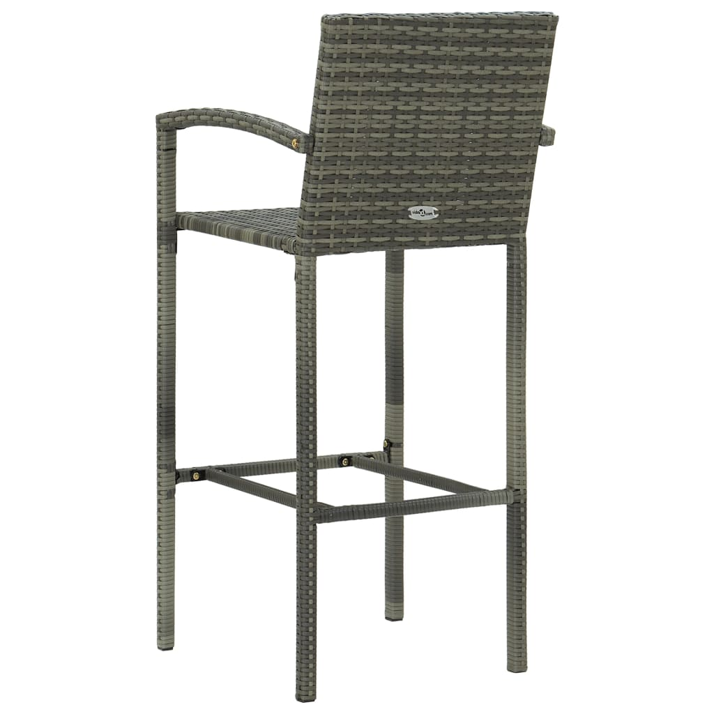 vidaXL Bar Stools 4 pcs Gray Poly Rattan