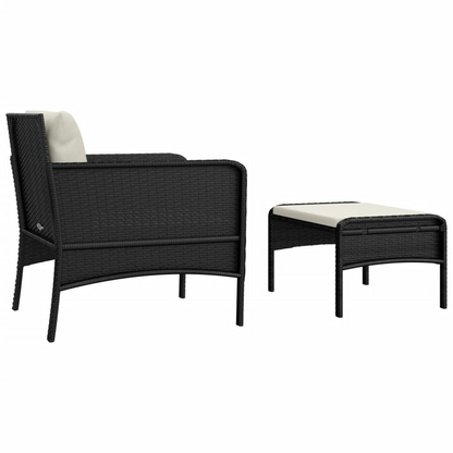 vidaXL 2 Piece Patio Lounge Set with Cushions Black Poly Rattan