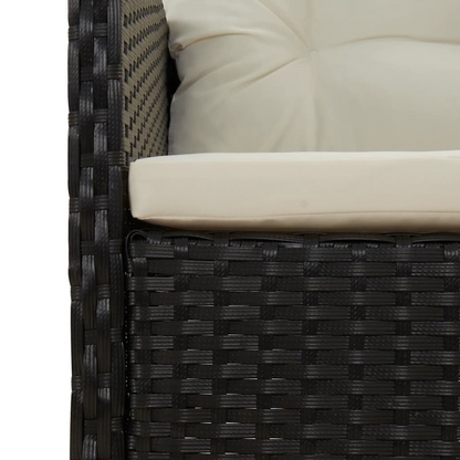 vidaXL 2 Piece Patio Lounge Set with Cushions Black Poly Rattan