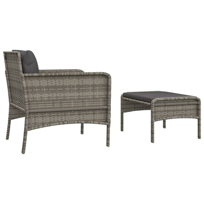 vidaXL 2 Piece Patio Lounge Set with Cushions Gray Poly Rattan