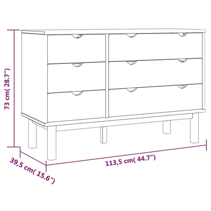 vidaXL Drawer Cabinet OTTA Brown&Gray 43.7"x16.5"x28.9" Solid Wood Pine