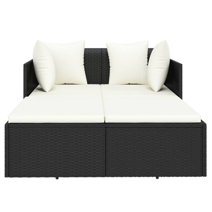 vidaXL Sunbed with Cushions Black 71.7"x46.5"x24.8" Poly Rattan