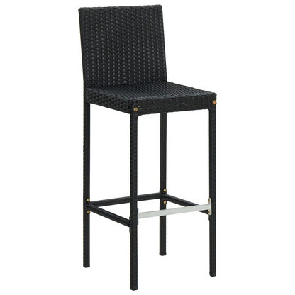 vidaXL Bar Stools with Cushions 6 pcs Black Poly Rattan