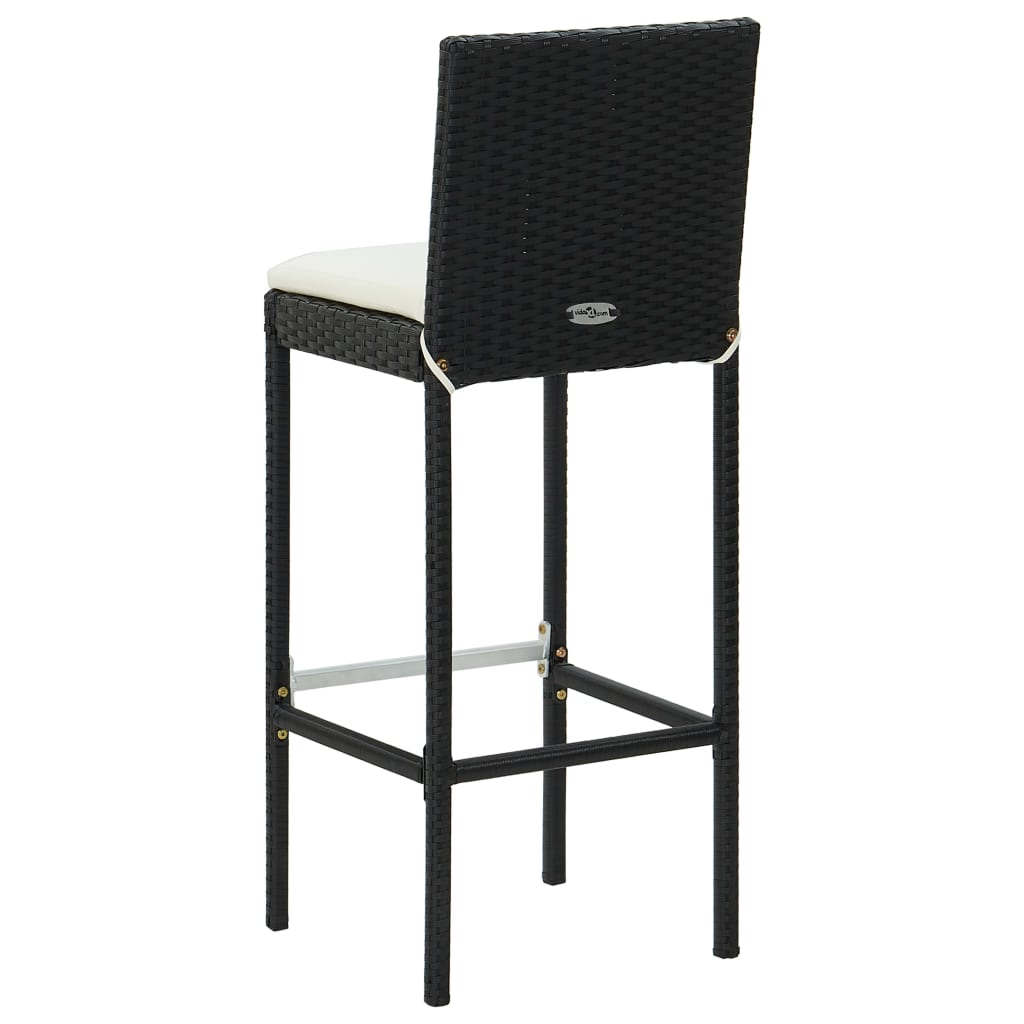 vidaXL Bar Stools with Cushions 6 pcs Black Poly Rattan