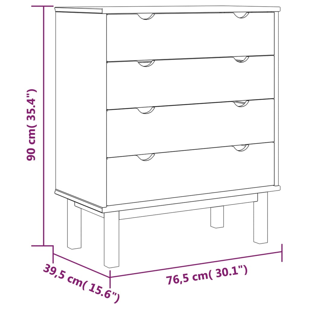 vidaXL Drawer Cabinet OTTA 30.1"x15.6"x35.4" Solid Wood Pine