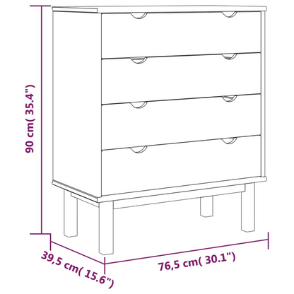 vidaXL Drawer Cabinet OTTA 30.1"x15.6"x35.4" Solid Wood Pine