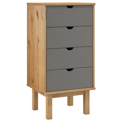 vidaXL Drawer Cabinet OTTA Brown&Gray 18.1"x15.6"x35.4" Solid Wood Pine