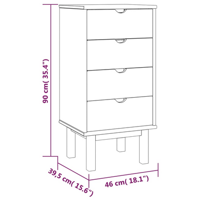 vidaXL Drawer Cabinet OTTA Brown&Gray 18.1"x15.6"x35.4" Solid Wood Pine