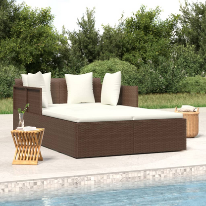 vidaXL Sunbed with Cushions Brown 71.7"x46.5"x24.8" Poly Rattan