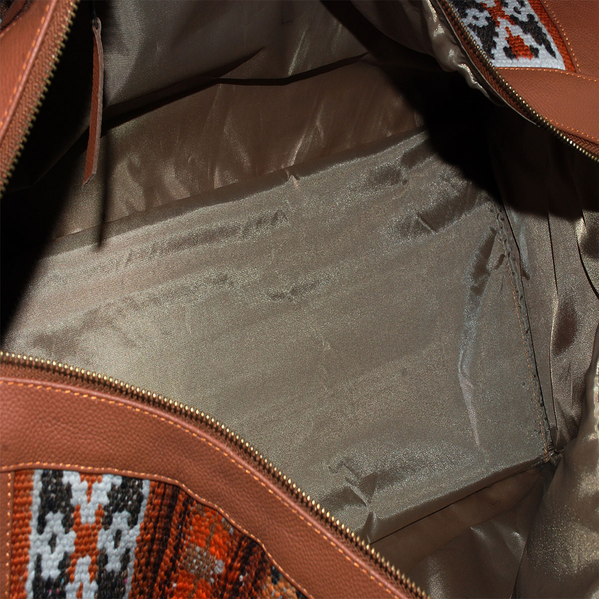 Kilim Leather Pastel Brown Duffle Bag