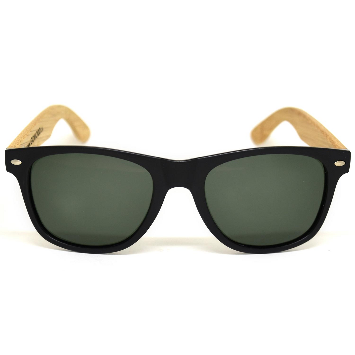 Bamboo wood classic style sunglasses with black polarized lenses