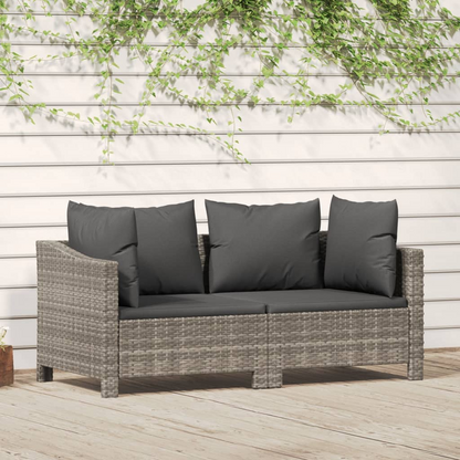 vidaXL 2 Piece Patio Lounge Set with Cushions Gray Poly Rattan