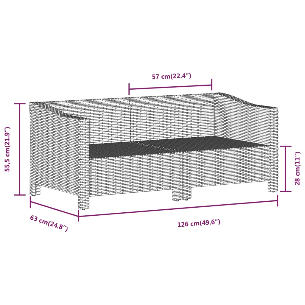 vidaXL 2 Piece Patio Lounge Set with Cushions Gray Poly Rattan