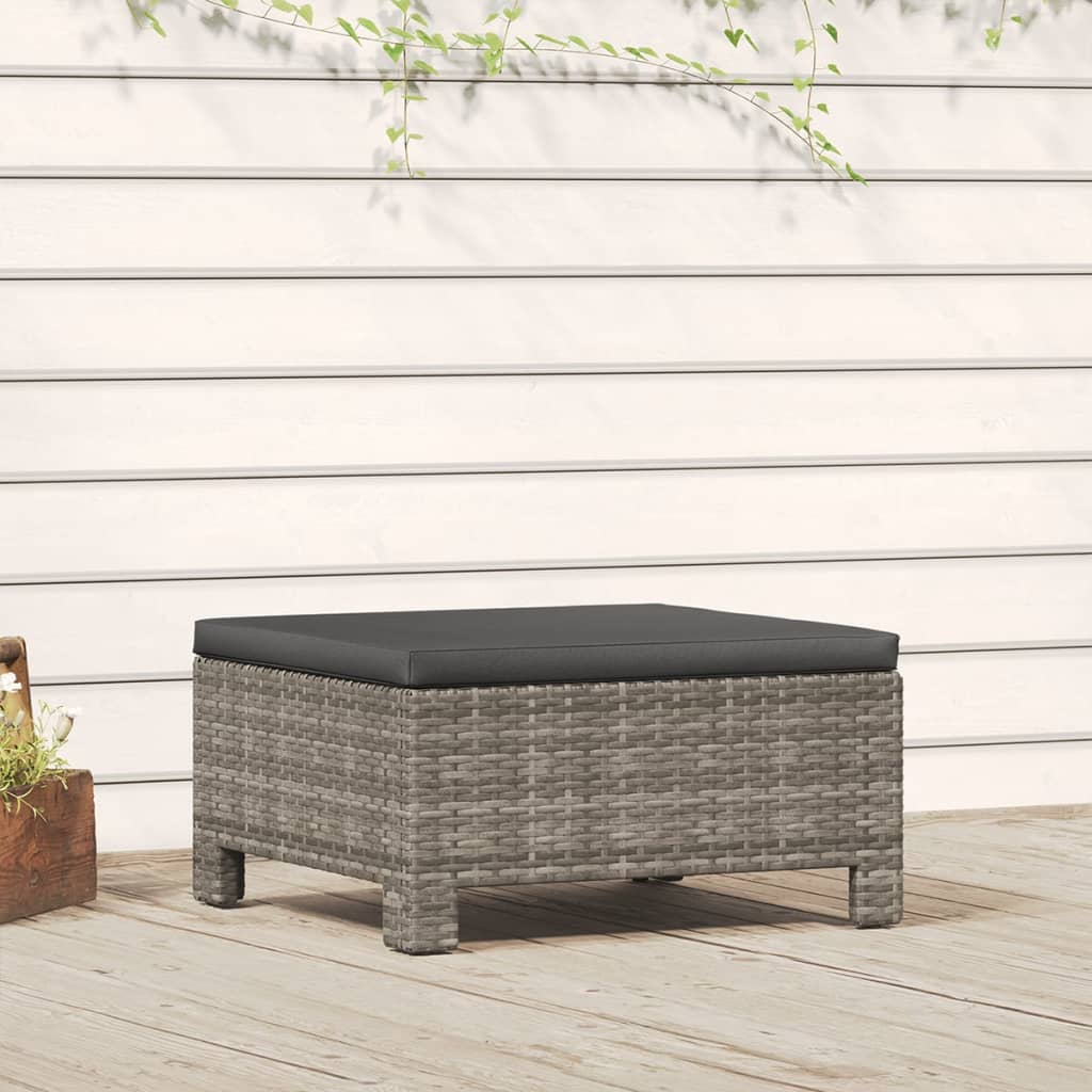 vidaXL Patio Footrest with Cushion Gray Poly Rattan