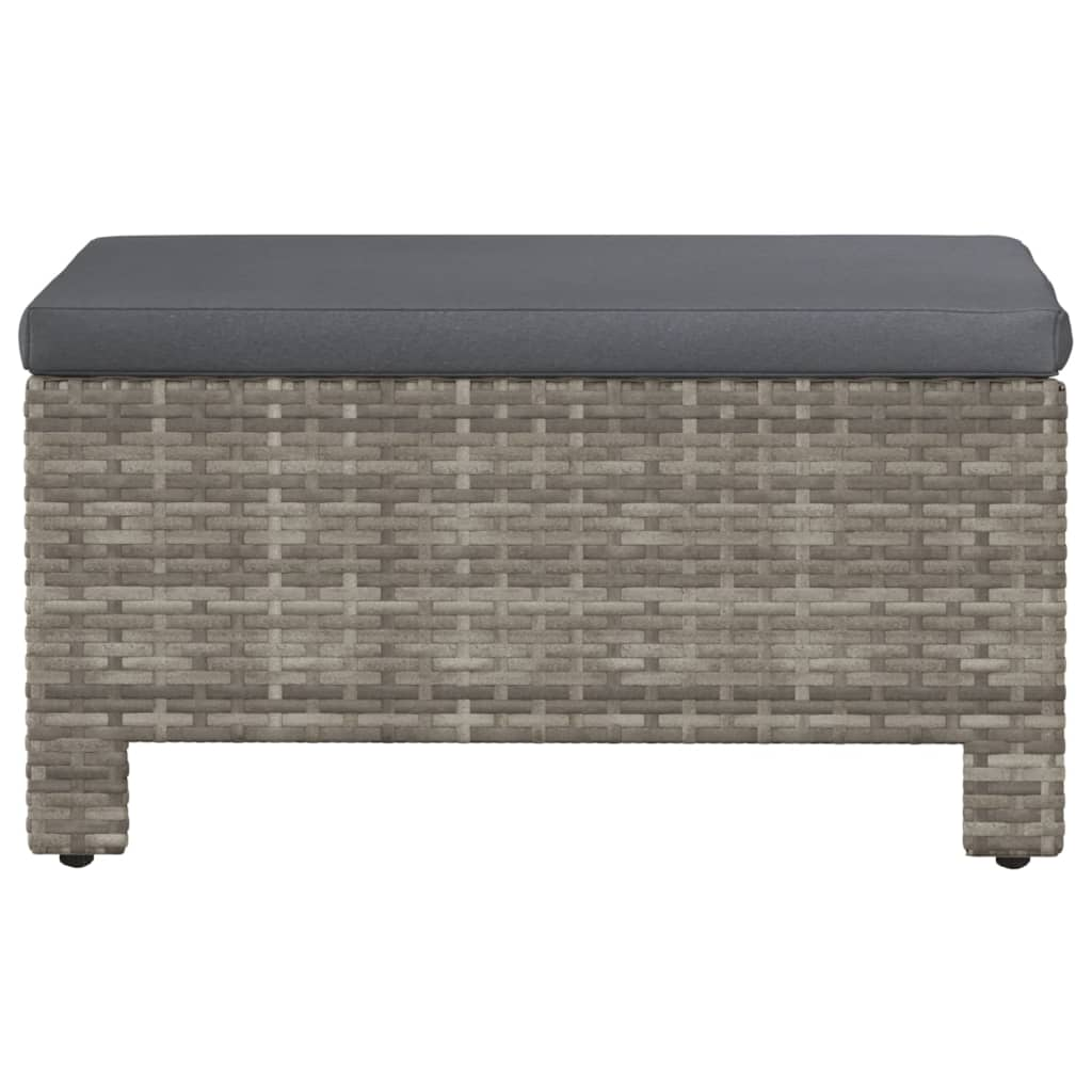 vidaXL Patio Footrest with Cushion Gray Poly Rattan