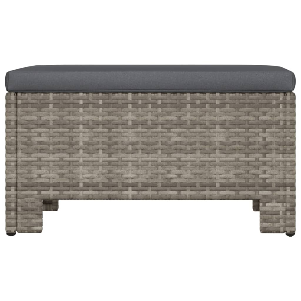 vidaXL Patio Footrest with Cushion Gray Poly Rattan