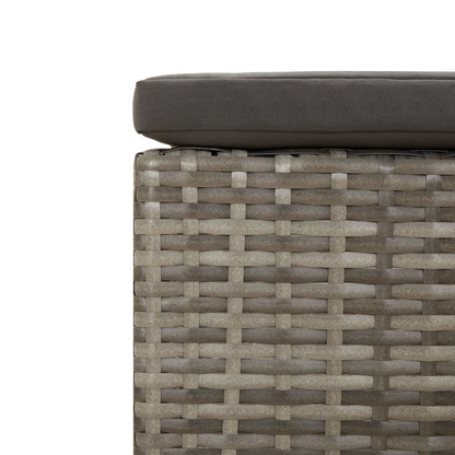 vidaXL Patio Footrest with Cushion Gray Poly Rattan