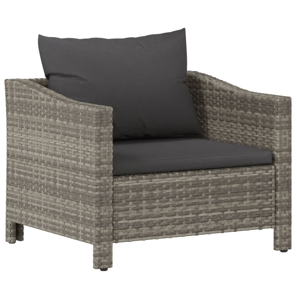 vidaXL Patio Armchair with Cushion Gray Poly Rattan