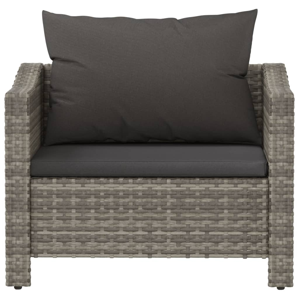 vidaXL Patio Armchair with Cushion Gray Poly Rattan