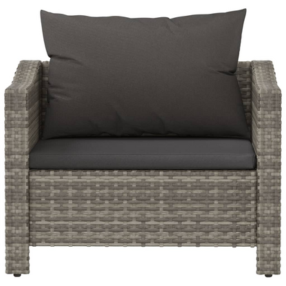 vidaXL Patio Armchair with Cushion Gray Poly Rattan