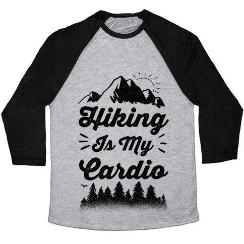 HIKING IS MY CARDIO UNISEX TRI-BLEND BASEBALL TEE