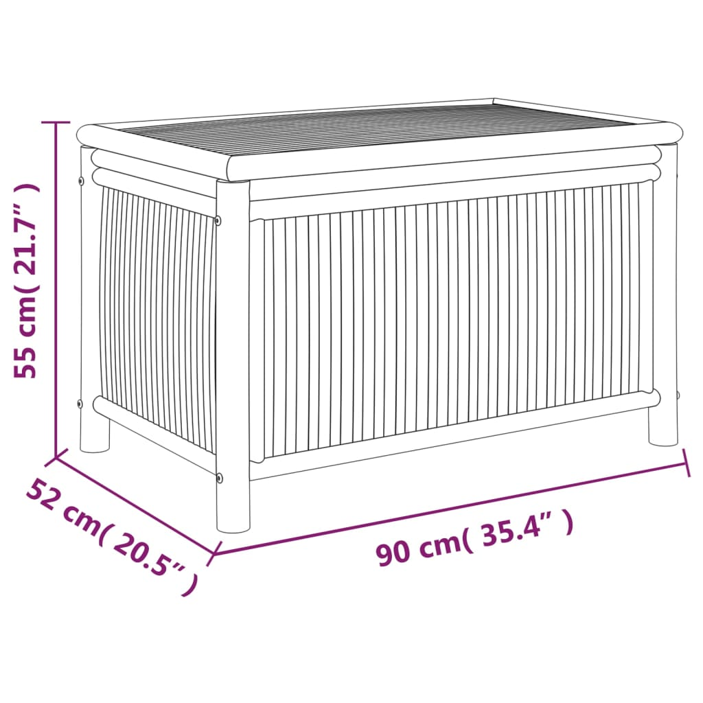 vidaXL Patio Storage Box 35.4"x20.5"x21.7" Bamboo