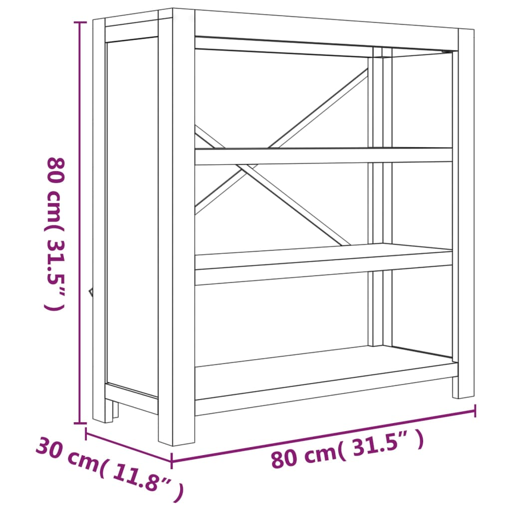 vidaXL 3-Tier Bookcase 31.5"x11.8"x31.5" Solid Wood Acacia