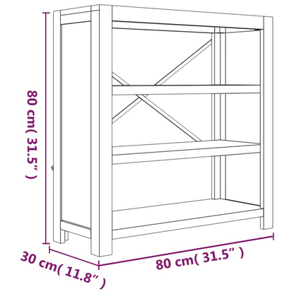 vidaXL 3-Tier Bookcase 31.5"x11.8"x31.5" Solid Wood Acacia