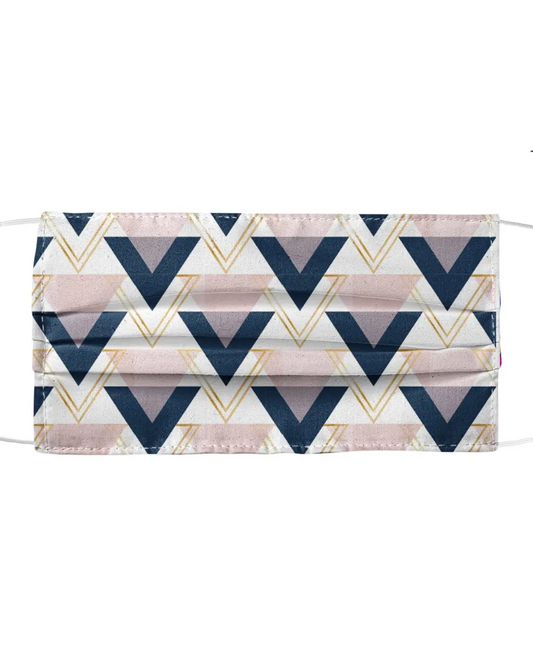 Blue Gold and Pink Triangles pattern Poster Mask