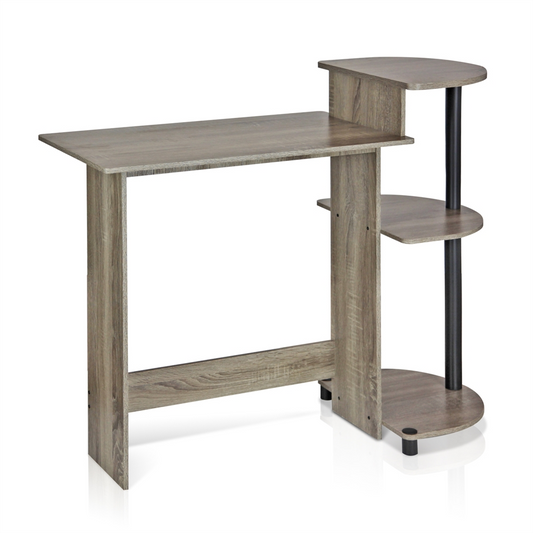 Compact Computer Desk, French Oak Grey/Black