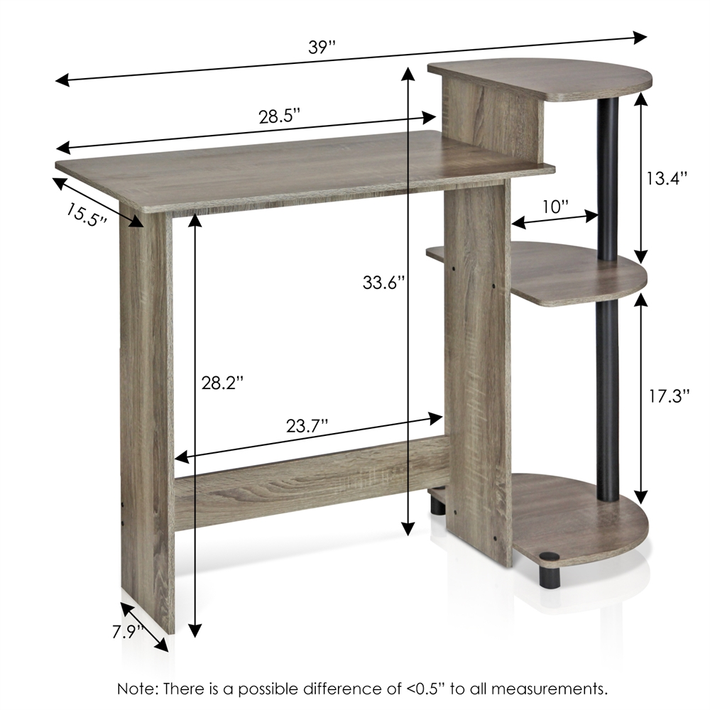 Compact Computer Desk, French Oak Grey/Black