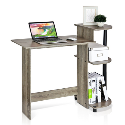 Compact Computer Desk, French Oak Grey/Black