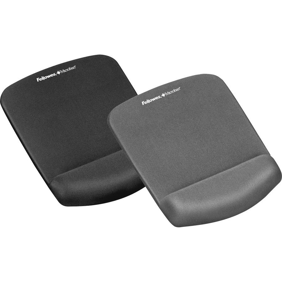 Fellowes PlushTouch&trade; Mouse Pad Wrist Rest with Microban&reg; - Graphite - 1" x 7.25" x 9.38" Dimension - Graphite - Polyurethane, Foam - Wear Resistant, Tear Resistant, Skid Proof - 1 Pack