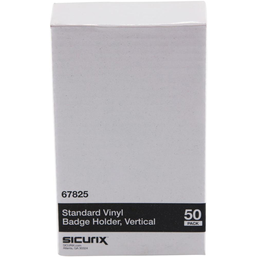 SICURIX Vinyl Punched ID Badge Holders - Vertical - Vertical - 3.5" x 2.5" x - Vinyl - 50 / Pack - Clear