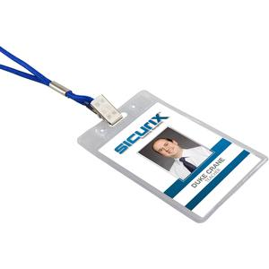 SICURIX Vinyl Punched ID Badge Holders - Vertical - Vertical - 3.5" x 2.5" x - Vinyl - 50 / Pack - Clear