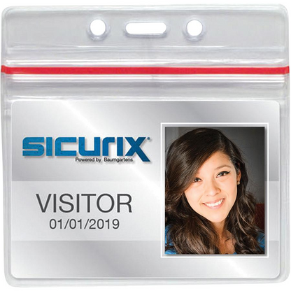 SICURIX Sealable ID Badge Holder - Support 3.75" x 2.62" Media - Horizontal - Vinyl - 50 / Pack - Clear