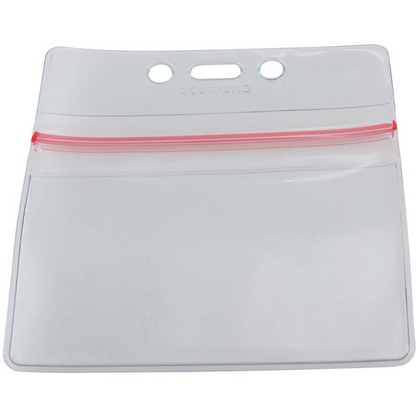 SICURIX Sealable ID Badge Holder - Support 3.75" x 2.62" Media - Horizontal - Vinyl - 50 / Pack - Clear