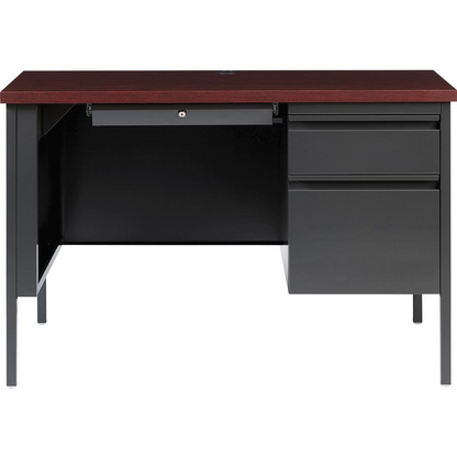 Lorell Fortress Series Mahogany Laminate Top Desk - 45.5" x 24"29.5" , 1.1" Top - Box, File Drawer(s) - Single Pedestal on Right Side - Square Edge