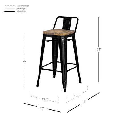 Metropolis Low Back Counter Stool, (Set of 4)