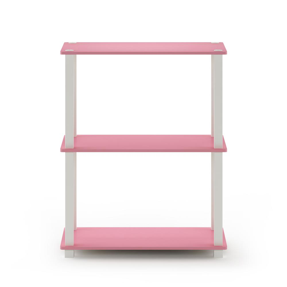 Furinno Turn-S-Tube 3-Tier Compact Multipurpose Shelf Display Rack with Square Tube, Pink/White