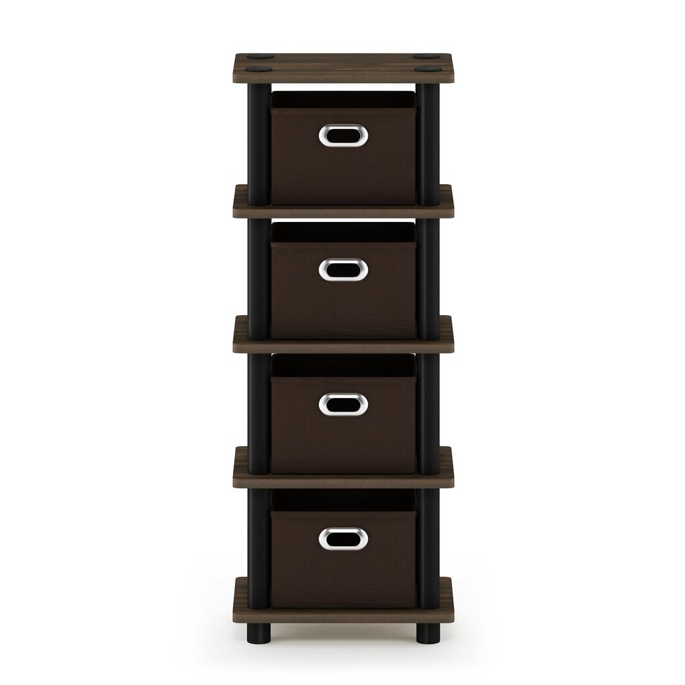 Furinno Turn-N-Tube LACi 4-Bins System Rack, Columbia Walnut/Black/Dark Brown