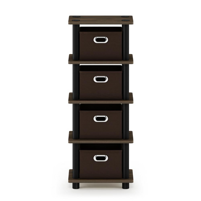 Furinno Turn-N-Tube LACi 4-Bins System Rack, Columbia Walnut/Black/Dark Brown