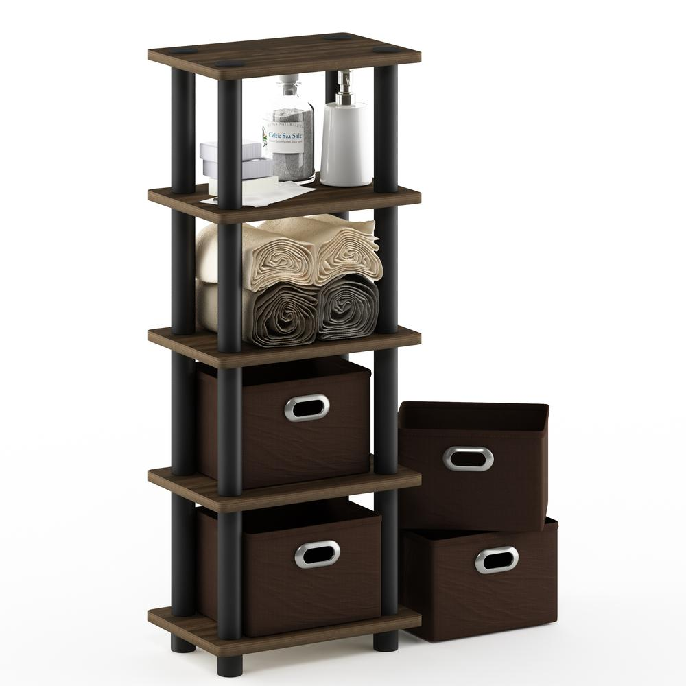 Furinno Turn-N-Tube LACi 4-Bins System Rack, Columbia Walnut/Black/Dark Brown