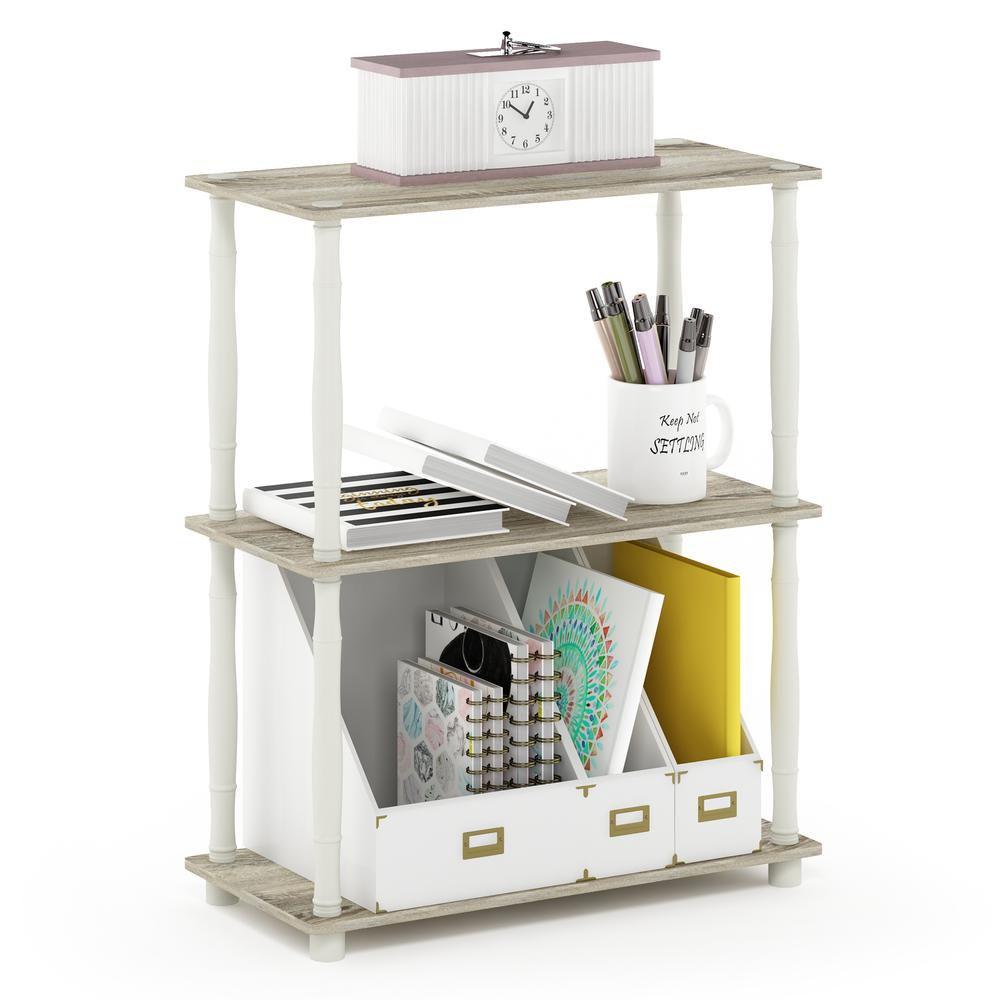 Furinno Turn-N-Tube 3-Tier Compact Multipurpose Shelf Display Rack with Classic Tube, Sonoma Oak/White