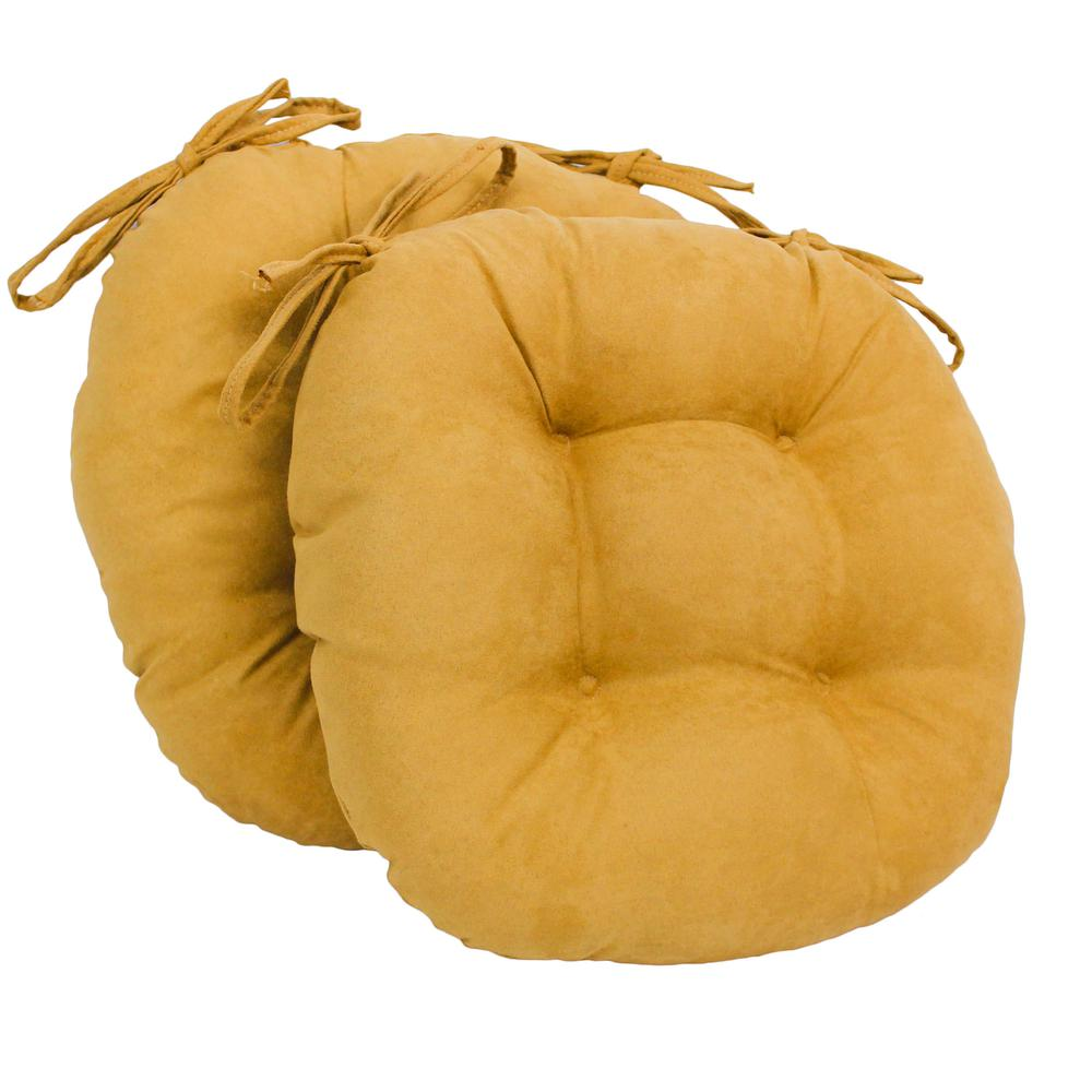 16-inch Solid Micro Suede Round Tufted Chair Cushions (Set of 2)