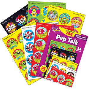 Trend Pep Talk Scratch 'n Sniff Stinky Stickers - Unicorn, Country Critters, Ribbeting Rewards, Candy Compli-MINTS, Snappy Apples, Star Praise Shape - Acid-free, Non-toxic, Photo-safe, Scented - 5.88"